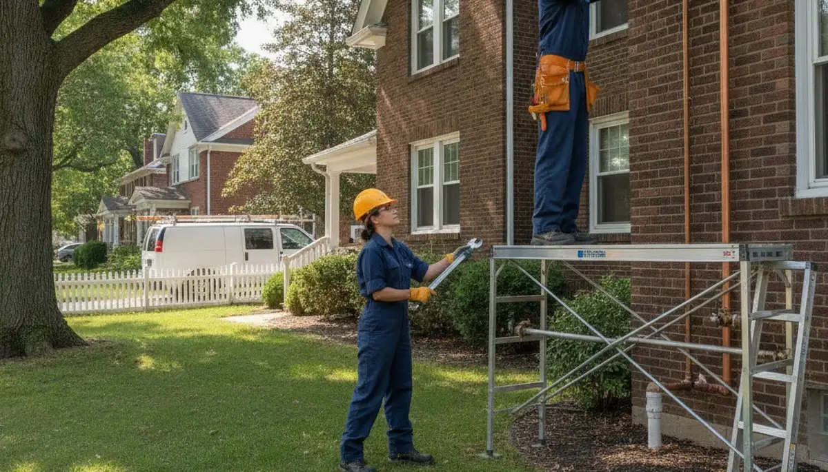 Professional plumber repairing a leak in Peoria, IL for plumbing repair service