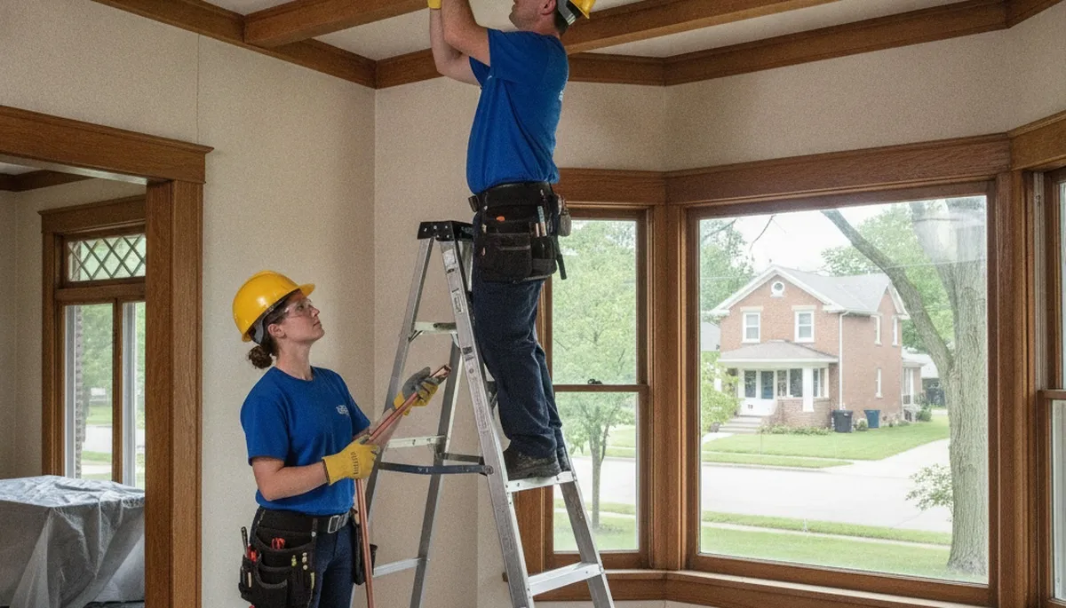 Plumber repairing a residential pipe in Peoria, IL for fast plumbing service