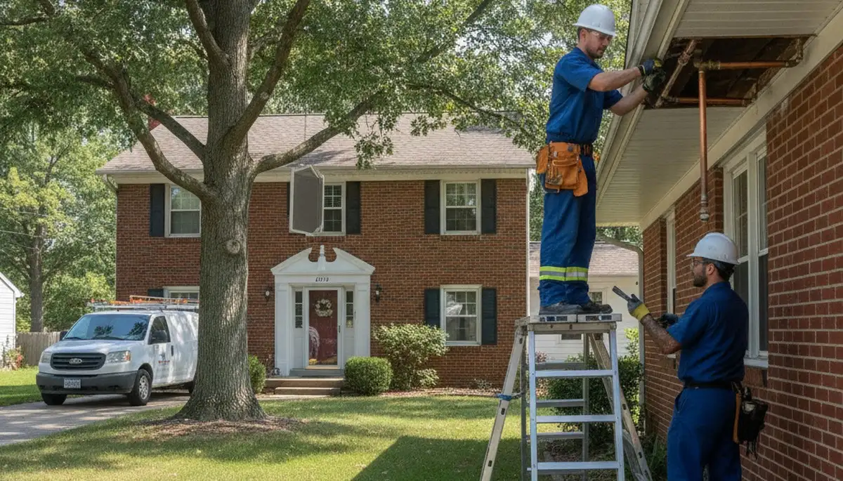 Peoria, IL plumber repairing a residential pipe for fast plumbing service