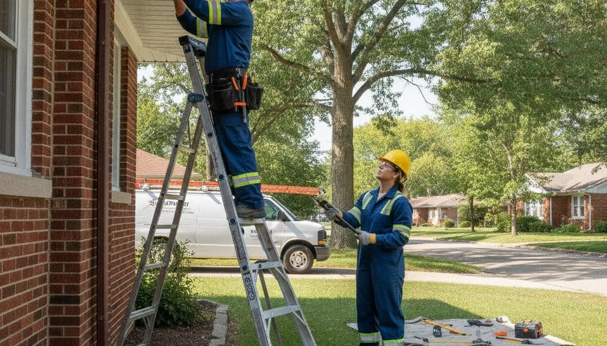 Plumber repairing a plumbing fixture in Peoria, IL for fast local plumbing repair service
