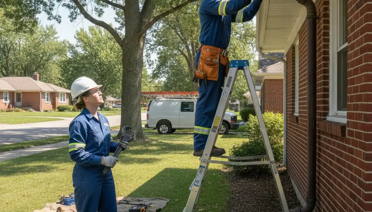 Plumber repairing a plumbing issue in Peoria, IL for residential service call