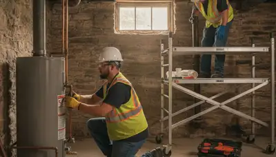 Peoria, IL plumber repairing a leaking pipe for a local plumbing service