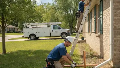 Plumber repairing a pipe in Peoria, IL for residential plumbing service