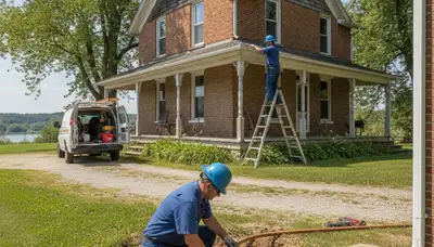 Professional plumber repairing a leak in Peoria, IL plumbing service scene