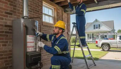 Professional plumber repairing plumbing system in Peoria, IL for residential service call