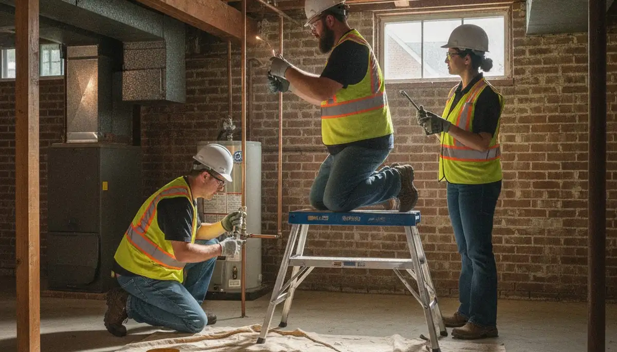 Plumber repairing a pipe in Peoria, IL for fast plumbing repair service