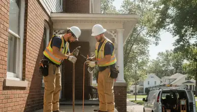 Plumber repairing a residential pipe in Peoria, IL for fast plumbing repair service