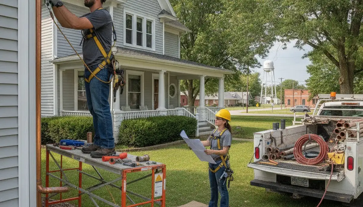 Plumber repairing a leak in Peoria, IL for local plumbing service