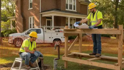 Plumber repairing a pipe in Peoria, IL for plumbing repair service