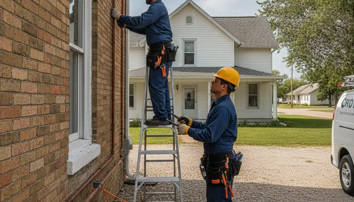 Peoria, IL plumber repairing a residential pipe for reliable plumbing service