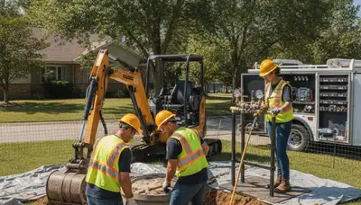 Septic repair service truck for Peoria, IL homes by On Call Plumbers