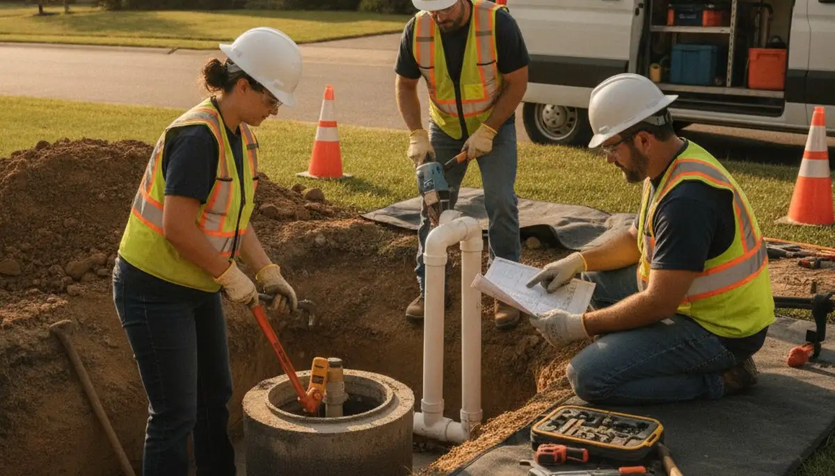 Septic repair technician serving Peoria, IL homes with on-site inspection and plumbing service