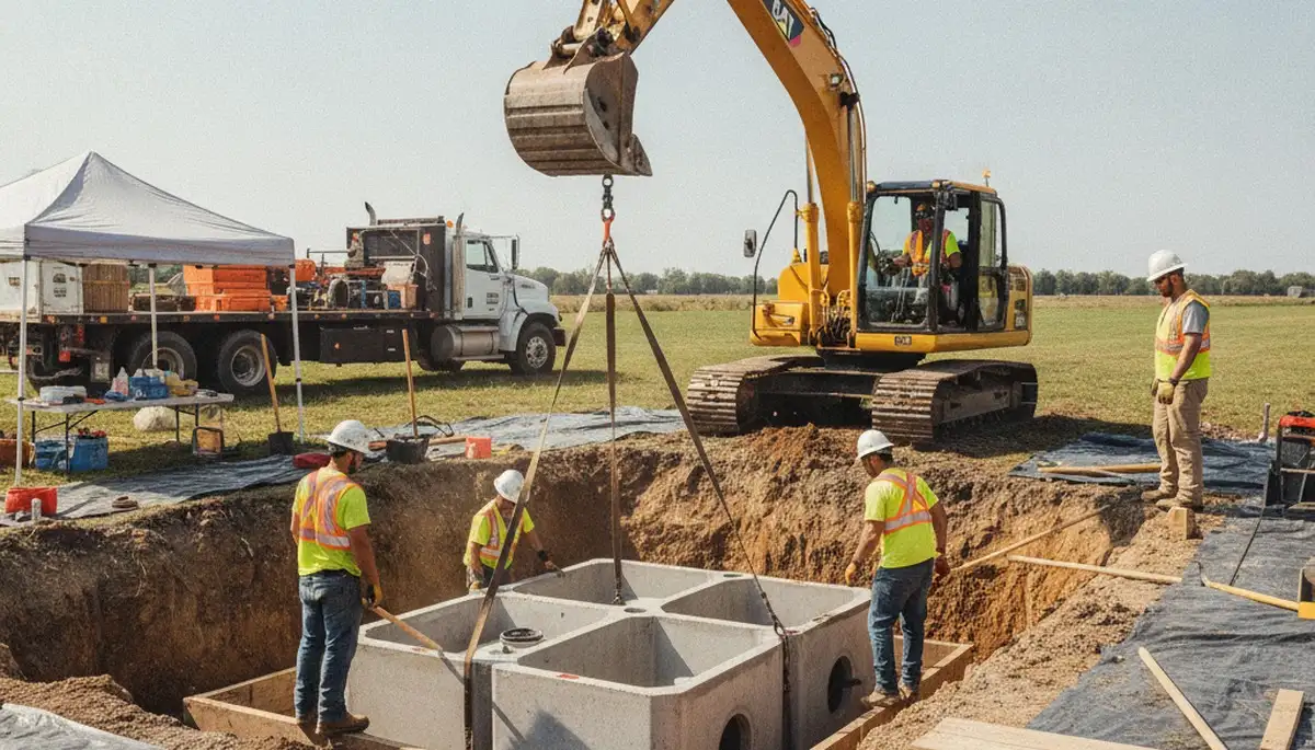 Septic tank installation in Peoria, IL by On Call Plumbers for residential plumbing service
