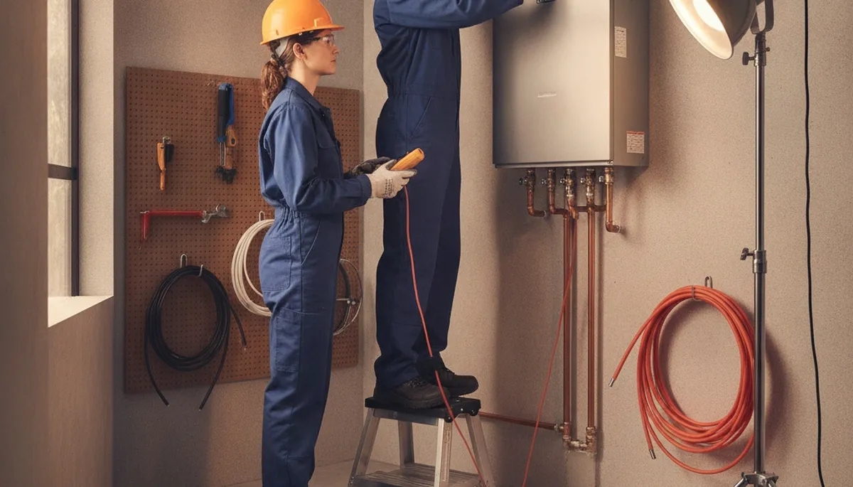 Tankless water heater installation by plumber in Peoria, IL for reliable on-demand hot water